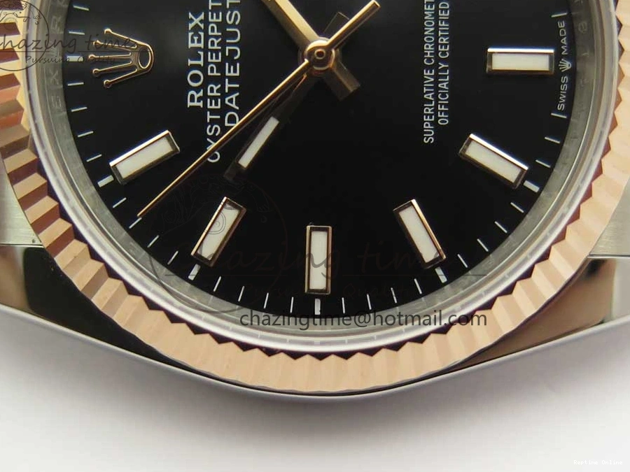 0506 EasyMatch DateJust 36mm 904 SS RG Wrapped 116231 GMF Black Dial on SS RG Wrapped Jubilee Bracelet A 3275